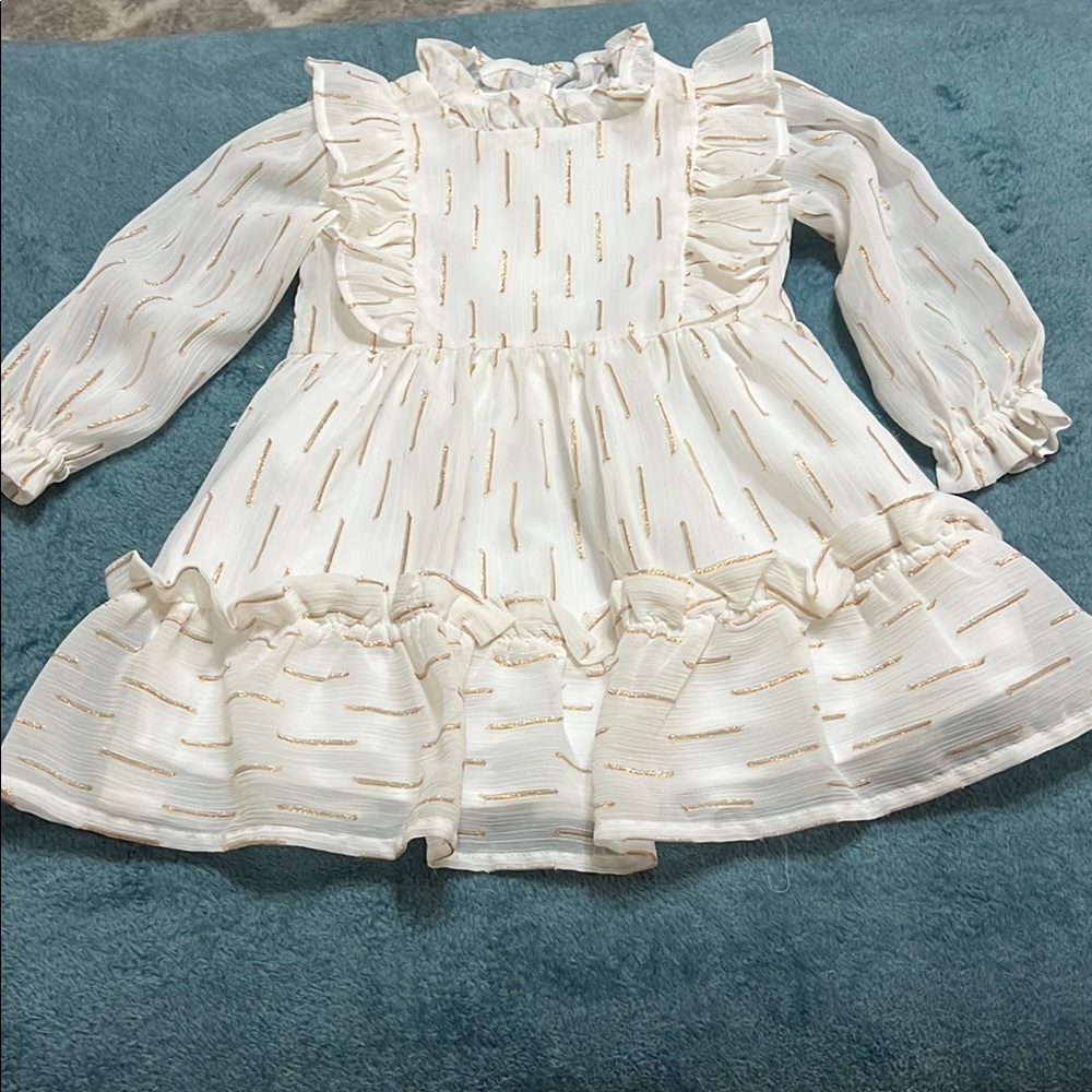 Janie and Jack Elegant white Kids Dress with Ruffle Details